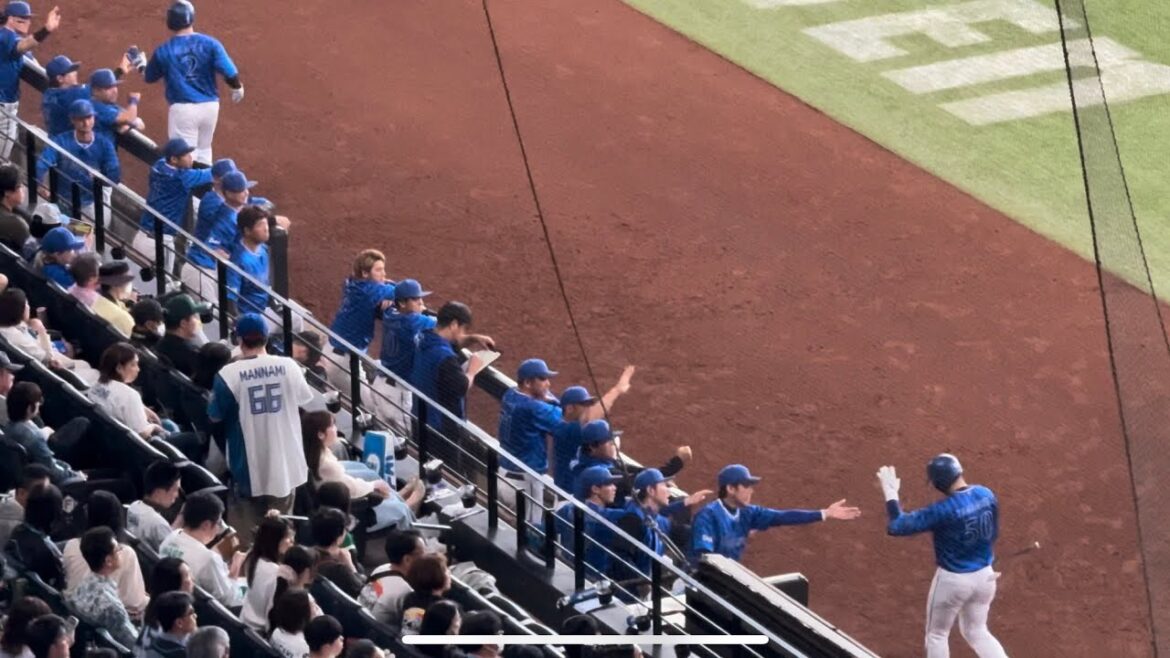 山本祐大犠牲フライ←佐野恵太H←宮﨑敏郎H←牧秀悟H4回表横浜DeNAベイスターズ2024年6月2日福島北海道日本ハムファイターズエスコンフィールド北海道