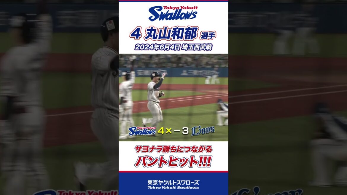 サヨナラ勝ちにつながるバントヒット！丸山和郁選手 #shorts  #swallows #ヤクルト #東京ヤクルトスワローズ