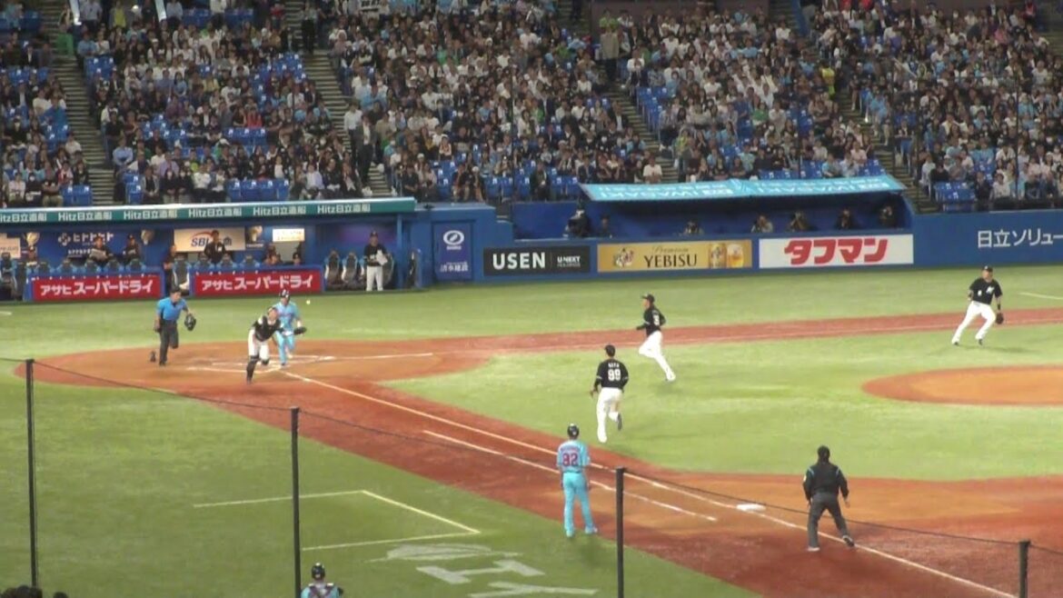 ロッテ 佐藤都志也 ナイスプレーでダブルプレー 中村悠平は送りバント失敗　ヤクルト vs ロッテ　2024年5月29日(水)