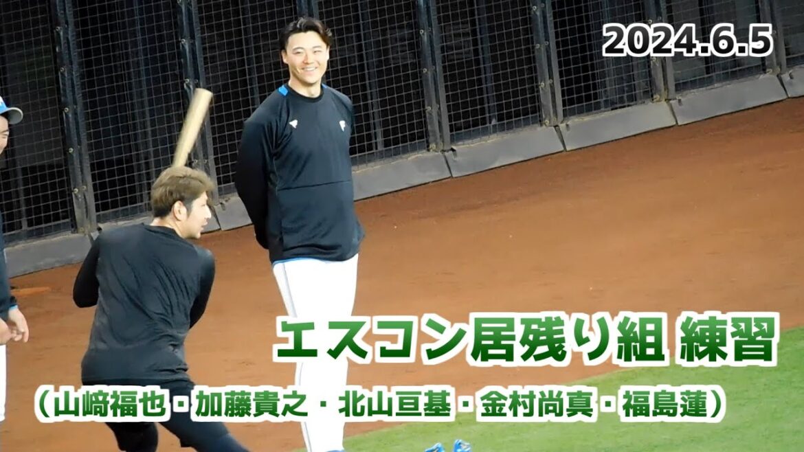 【日本ハム】エスコン居残り組（山﨑福也・加藤貴之・北山亘基・金村尚真・福島蓮）練習の様子②【2024年6月5日】