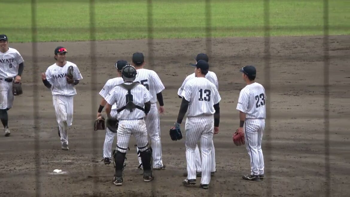 【はやほー】くふうハヤテベンチャーズ 奥田健誠投手が 横浜DeNAベイスターズ 東妻純平選手を抑えてゲームセット ナインが喜び合う 2024/5/29 ちゅーるスタジアム ホームラン性のファールあり