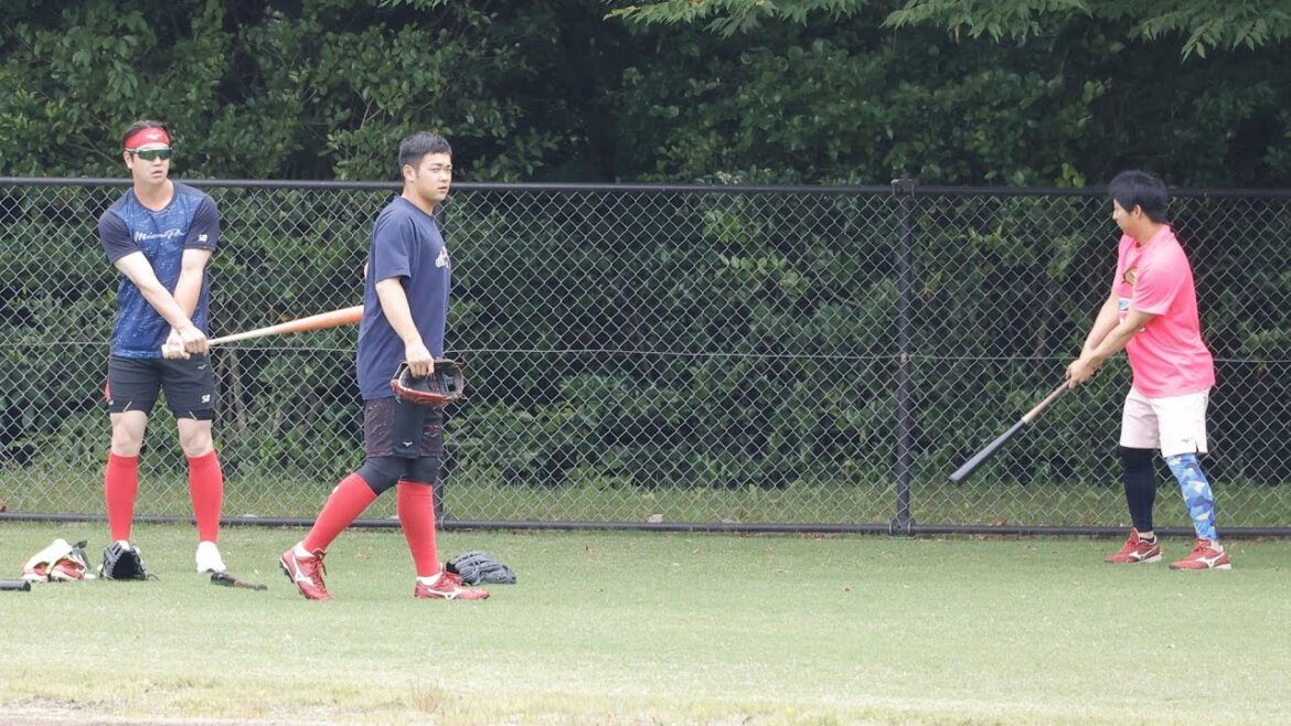 カープ1軍組 林晃汰、中村健人、羽月隆太郎 由宇で練習中 カープ1軍組 林晃汰、中村健人、羽月隆太郎 由宇で練習中