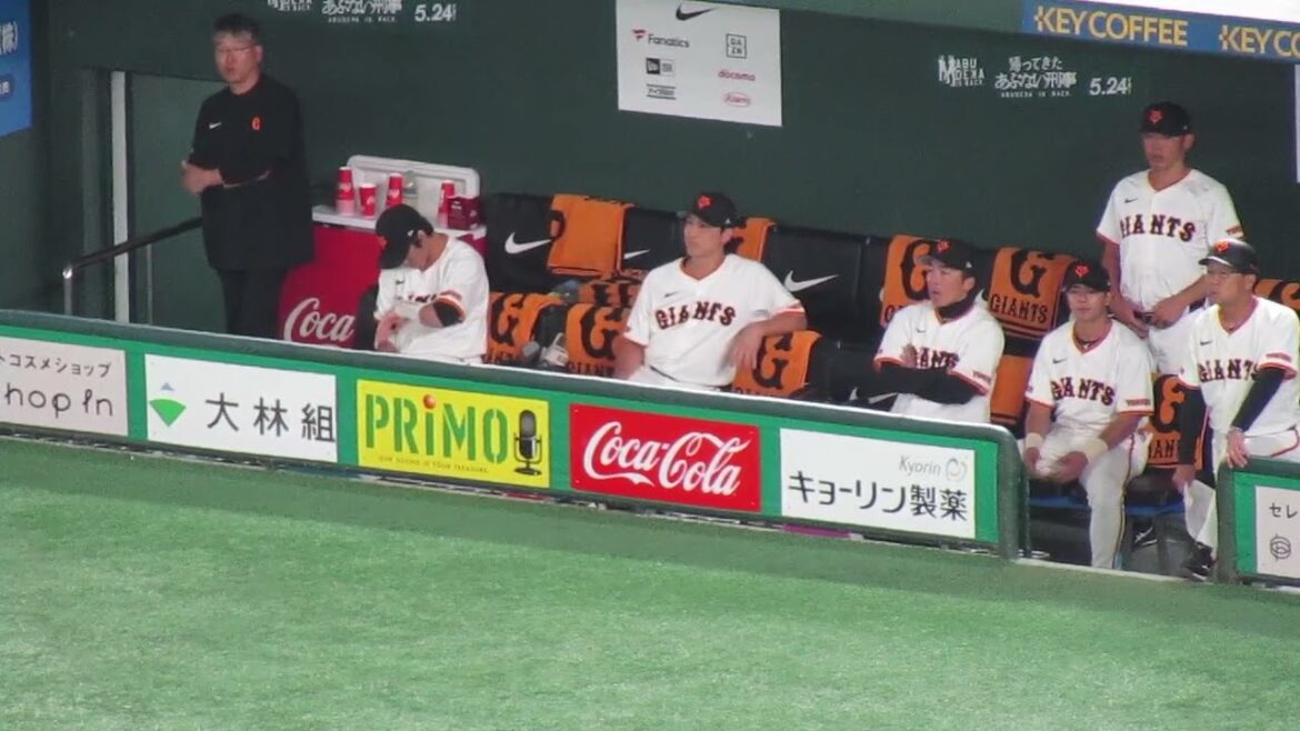 守備中 ベンチの小林誠司や重信慎之介などの様子＜読売ジャイアンツ対 福岡ソフトバンクホークス2024年5月30日＞