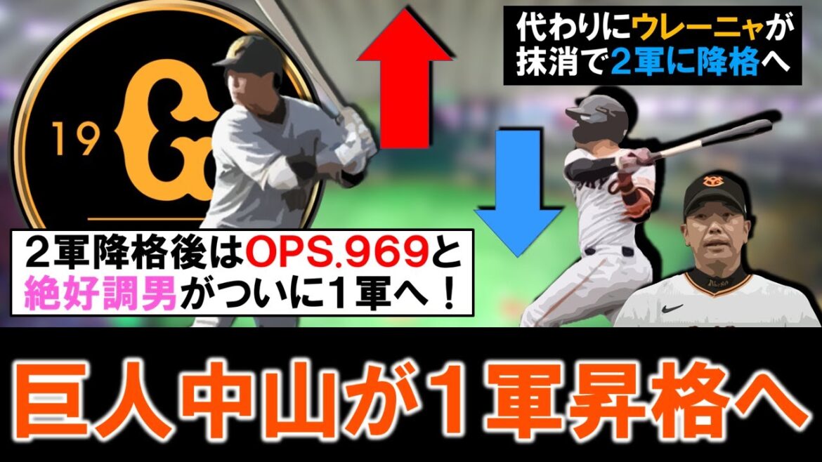 【納得の入れ替えに！？】巨人『中山礼都』が１軍昇格へ！２軍降格後は打率.３３９＆ＯＰＳ.９６９と巨人ファーム内でダントツで無双していた２２歳がついに上がって来る！一方で『ウレーニャ』が抹消で２軍降格に