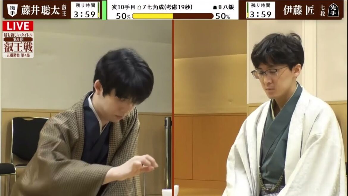 藤井聡太叡王vs伊藤匠七段、第９期叡王戦五番勝負第４局。