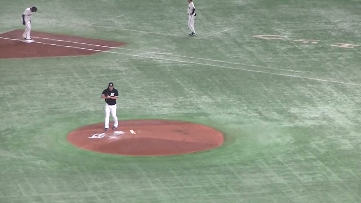 ヘルナンデスを併殺打に打ち取る岩下大輝（2024年6月6日 読売ジャイアンツ対 千葉ロッテマリーンズ）