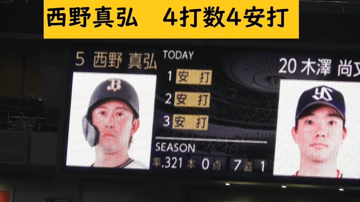 西野真弘　4打数4安打　#Bs2024 #西野真弘 #ORIX #オリックスバファローズ #オリックス#プロ野球 #NPB #オリ姫 #京セラドーム大阪