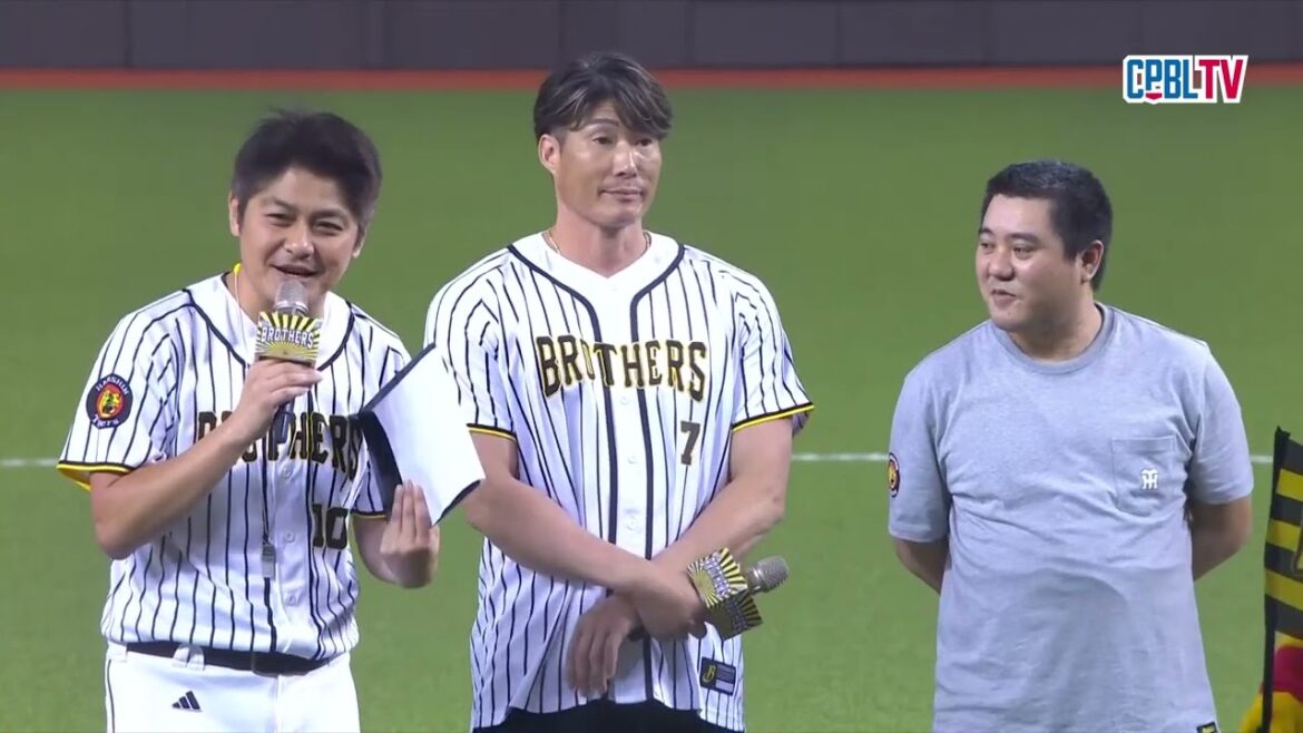 06/16 統一 VS 中信 賽前，阪神OB「筋肉超人」糸井嘉男來啦！受邀擔任開球嘉賓，為比賽開出好球
