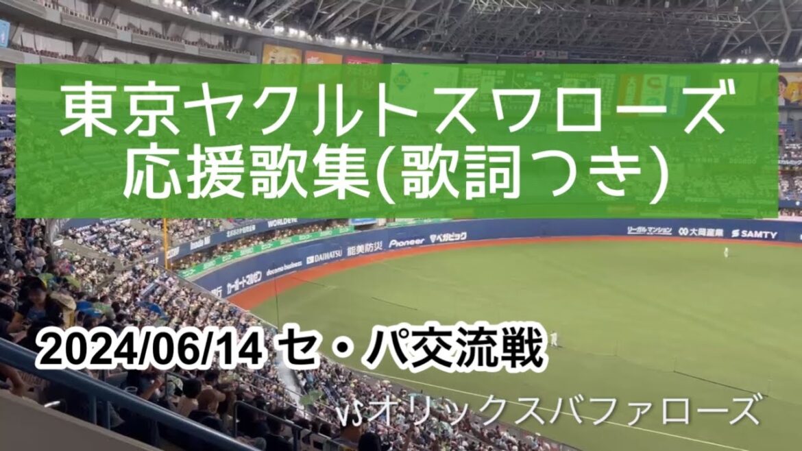 [作業用にどうぞ]燕党の大声援！東京ヤクルトスワローズ応援歌集2024/06/14 #東京ヤクルトスワローズ #オリックスバファローズ #応援歌 #プロ野球