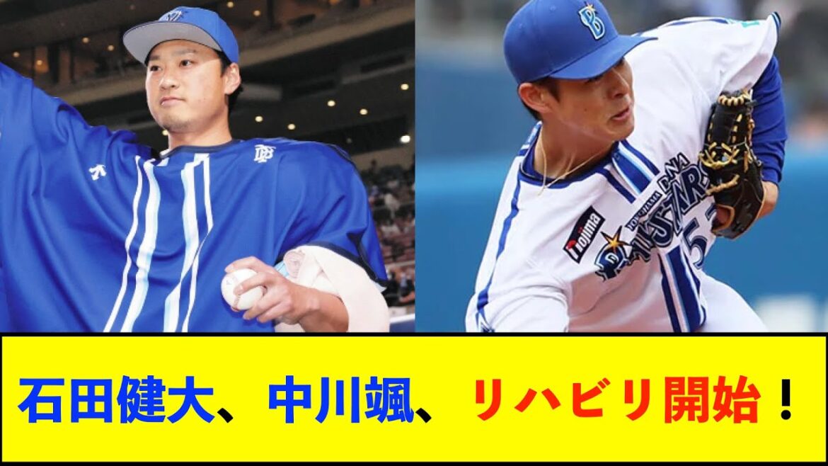 【朗報】DeNA　左肩肉離れの石田健大と右肩炎症の中川颯がリハビリ中！【De速】