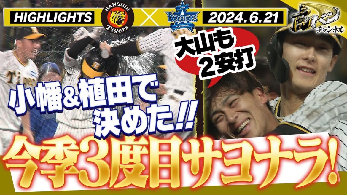 【6月21日 阪神-横浜】小幡プロ入り2度目のサヨナラゲーム!大山が4番に戻ってきた!西勇輝通算2000投球回達成!阪神タイガース密着!応援番組「虎バン」ABCテレビ公式チャンネル 【6月21日 阪神-横浜】小幡プロ入り2度目のサヨナラゲーム!大山が4番に戻ってきた!西勇輝通算2000投球回達成!阪神タイガース密着!応援番組「虎バン」ABCテレビ公式チャンネル