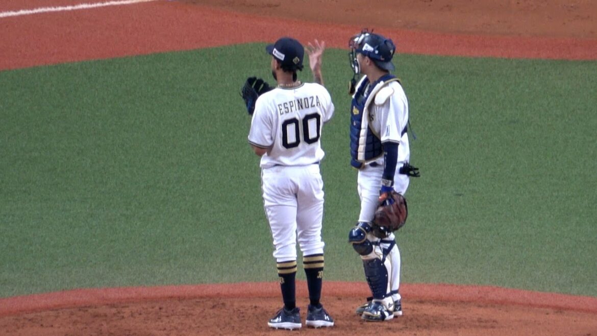 不運なヒットでピンチが拡大したエスピノーザに声をかけるも言葉が通じなかった若月健矢