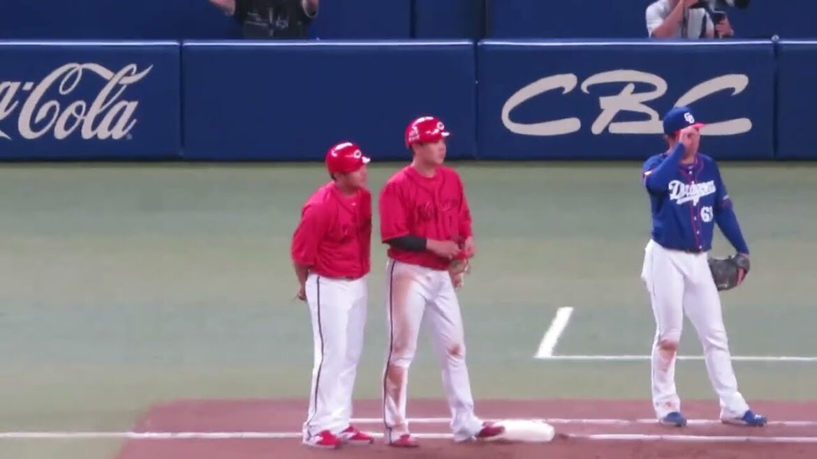 カープ6回石原の外野犠牲フライで同点❗💪