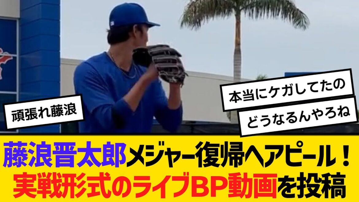 藤浪晋太郎、メジャー復帰へアピール！実戦形式のライブＢＰ動画を投稿　【ネットの反応】【反応集】