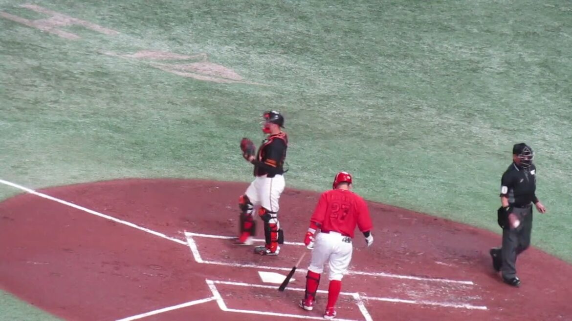 カープ 會澤翼のタイムリーかと思いきや好返球がホームに帰ってくる＜読売ジャイアンツ 対 広島カープ 2024年4月13日＞