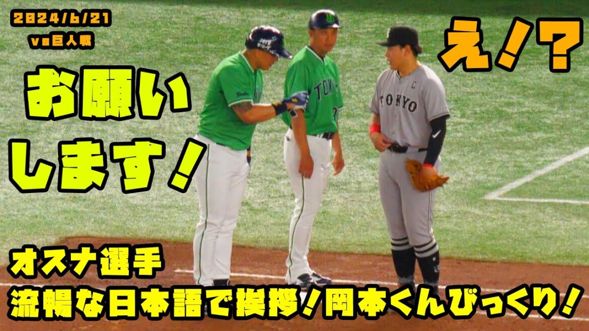 オスナ選手 流暢な日本語で挨拶で岡本くんびっくり!? 2024/6/21 vs巨人 オスナ選手 流暢な日本語で挨拶で岡本くんびっくり!? 2024/6/21 vs巨人