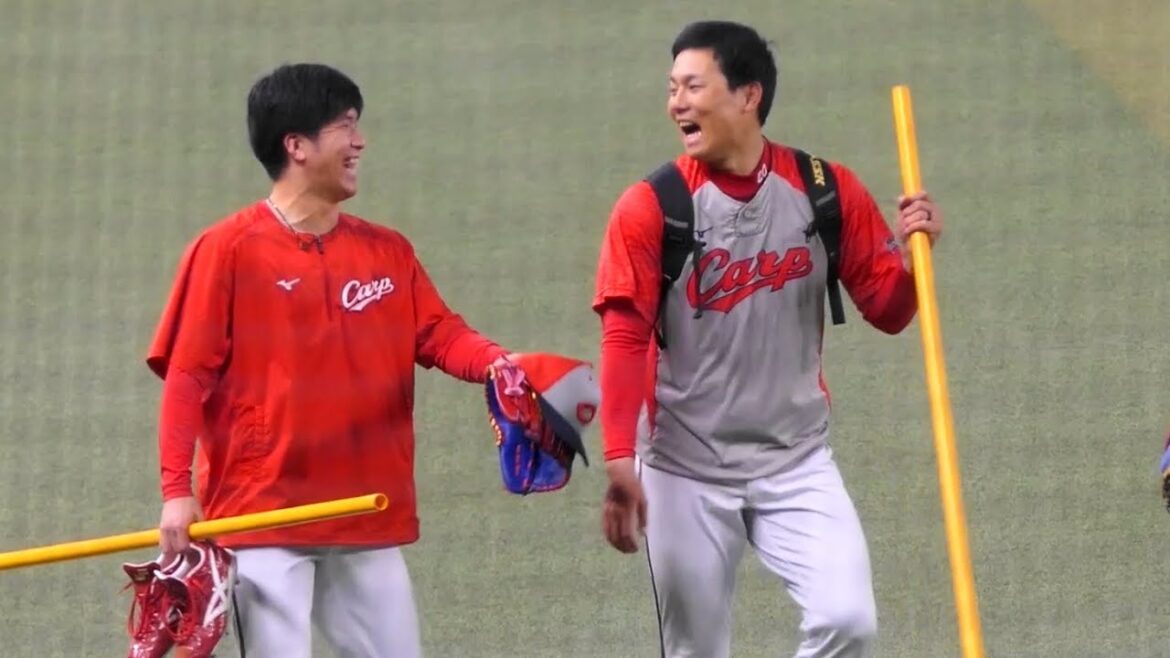 栗林良吏と黒原拓未が談笑しながら歩いてベンチに帰るだけの動画＠ナゴヤドーム 20240622