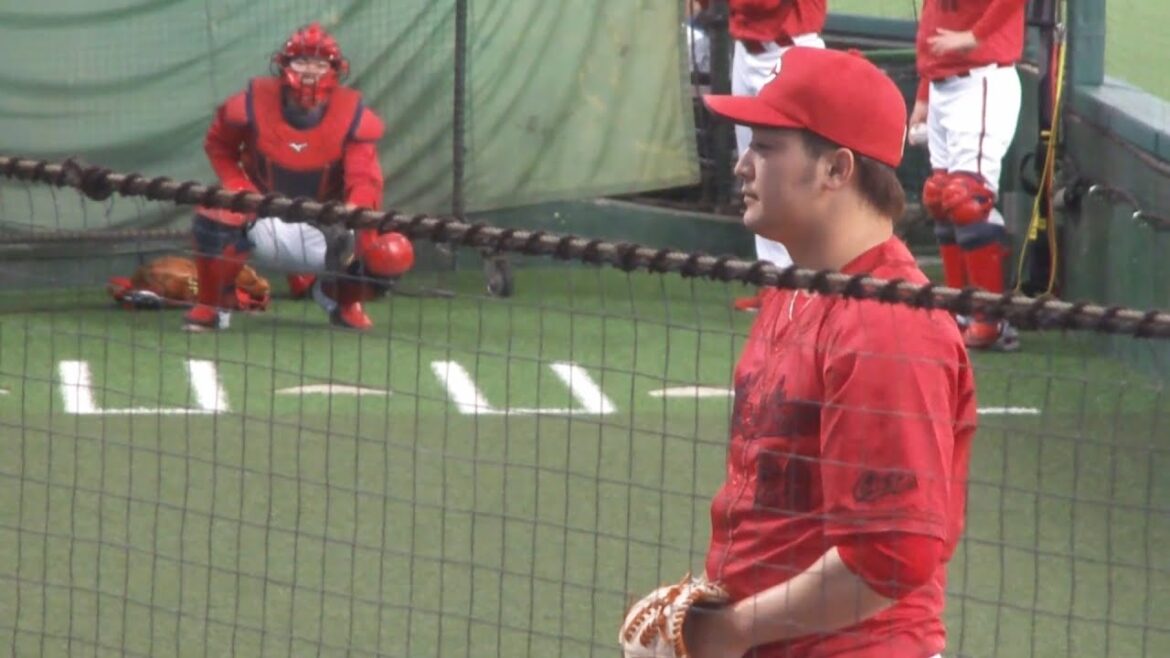 広島 床田寛樹が試合前にブルペンで投球練習　2024年6月11日(火) ベルーナドーム