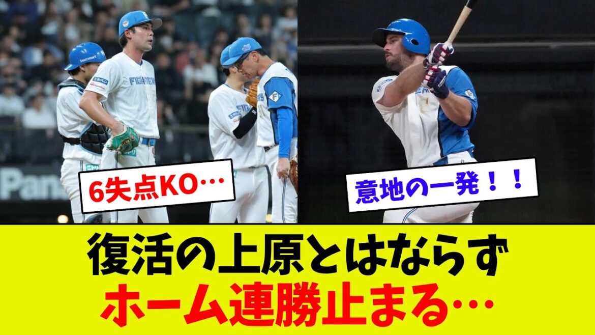 【まじかよ…】上原炎上2回途中6失点でKO…　12安打も打点はマルティネスのHRのみ…
