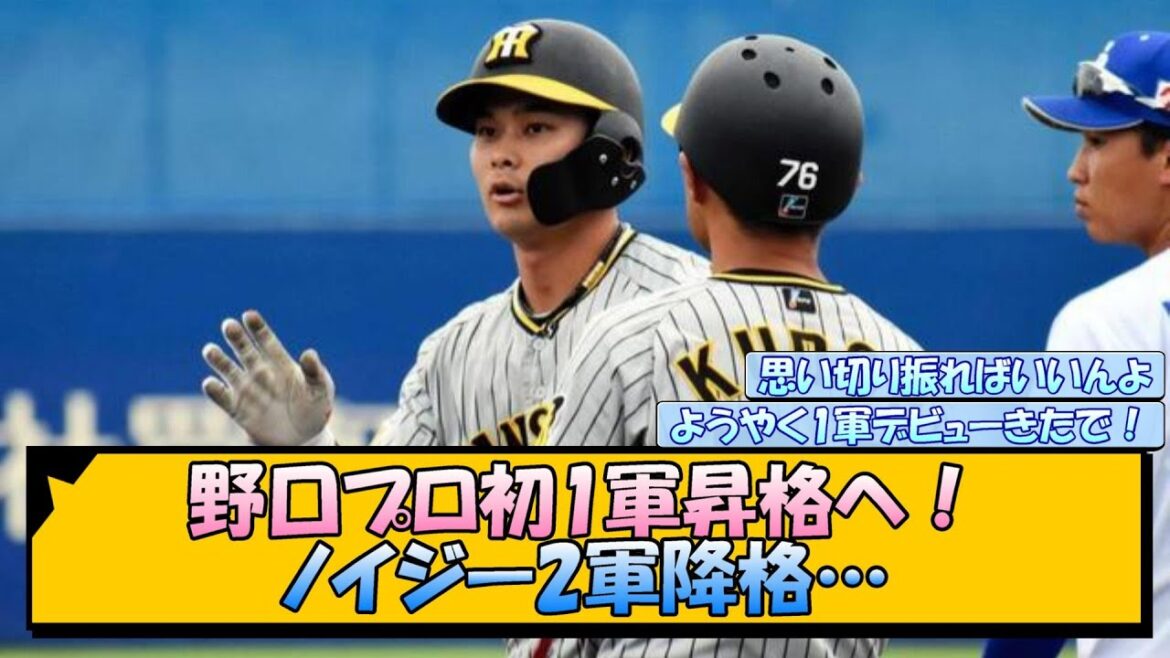【阪神】野口プロ初1軍昇格へ！ノイジー2軍降格…【なんJ/2ch/5ch/ネット 反応 まとめ/阪神タイガース/岡田監督/野口恭佑】