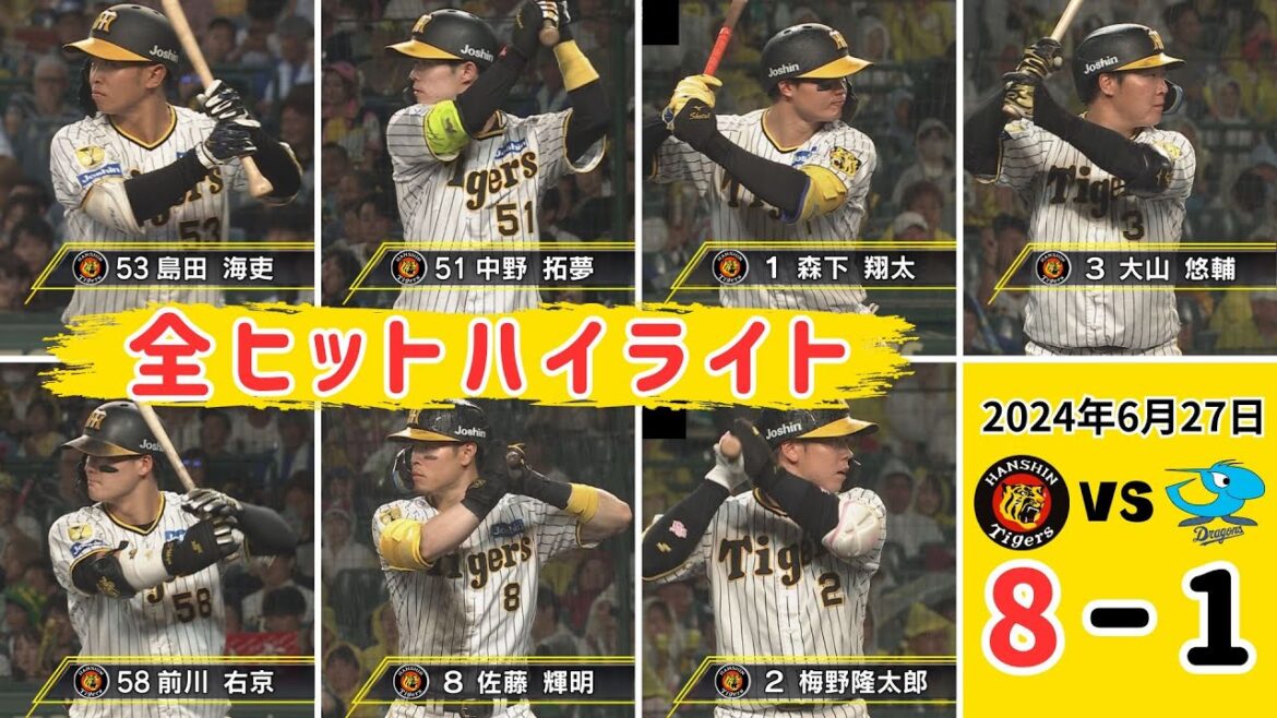 【試合がなくてもタイガース！】昨日の全12安打をダイジェストで振り返る！（2024年6月27 日 阪神8ー1中日）#サンテレビボックス席