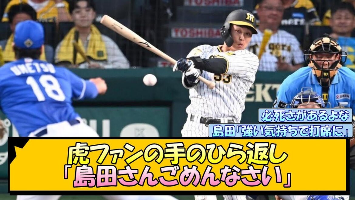 虎ファンの手のひら返し「島田さんごめんなさい」【なんJ/2ch/5ch/ネット 反応 まとめ/阪神タイガース/岡田監督/島田海吏】