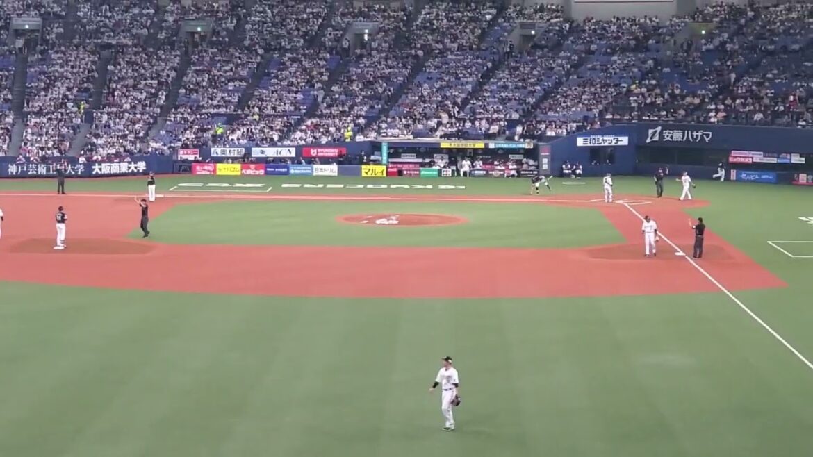 20240331【現地】栗原陵矢タイムリーヒット！得点テーマからのUCクラップで称える　7回表　福岡ｿﾌﾄﾊﾞﾝｸﾎｰｸｽ@京ｾﾗﾄﾞｰﾑ大阪･ﾚﾌﾄ外野下段