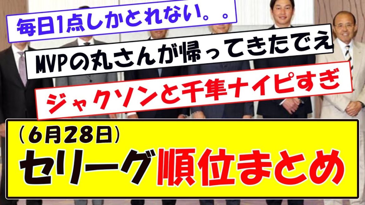(６月２８日)セリーグ順位まとめ