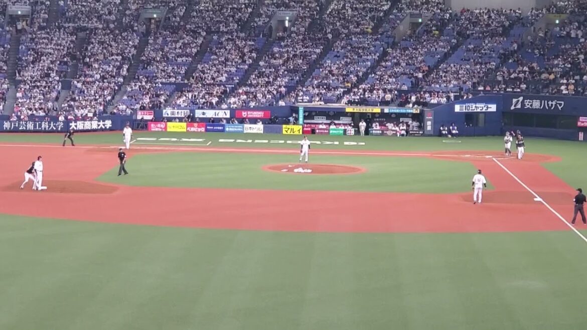 20240331【現地】周東佑京　盗塁成功　3回表　福岡ｿﾌﾄﾊﾞﾝｸﾎｰｸｽ@京ｾﾗﾄﾞｰﾑ大阪･ﾚﾌﾄ外野下段