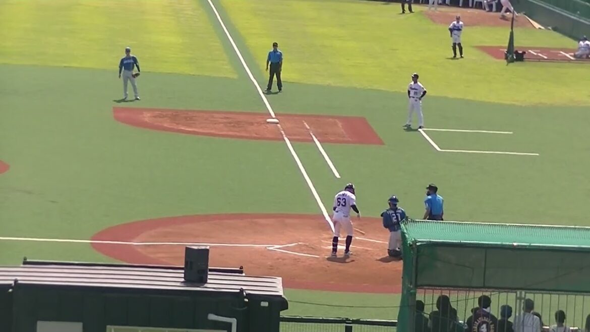 ピンチで増田珠をレフトフライに打ち取る日ハム逹孝太（2024年6月14日 ヤクルトスワローズ対 日本ハムファイターズ）