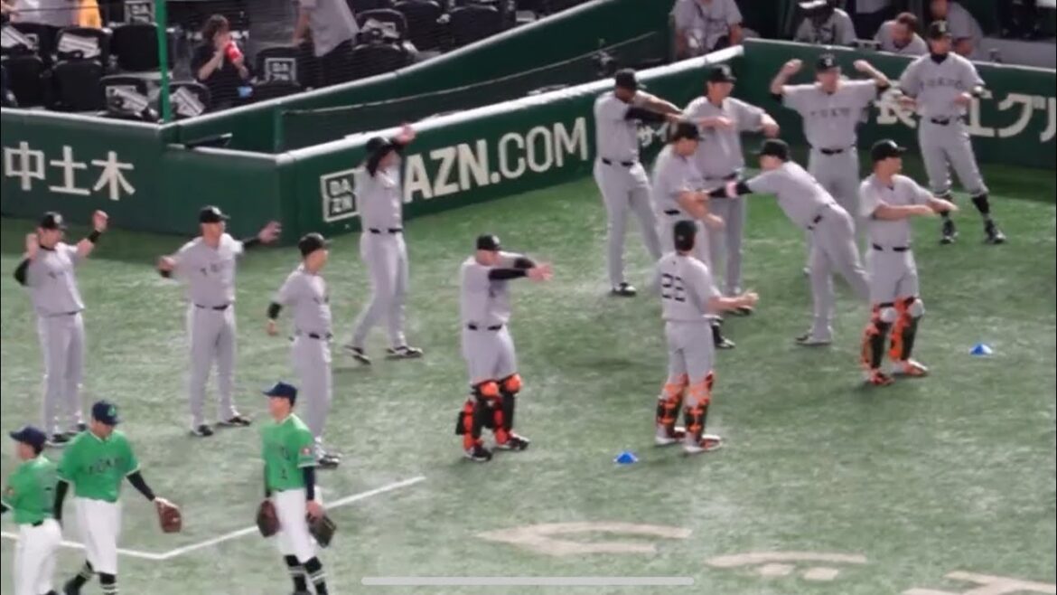 2024.6.21 巨人選手試合直前アップ！岡本&秋広とじゃれる丸が可愛い♡@東京ドーム