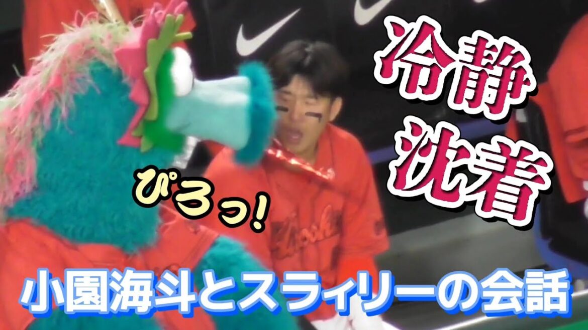 小園海斗、スラィリーの鼻ピロピロに動じず冷静に会話する（広島東洋カープ 2024/6/28）