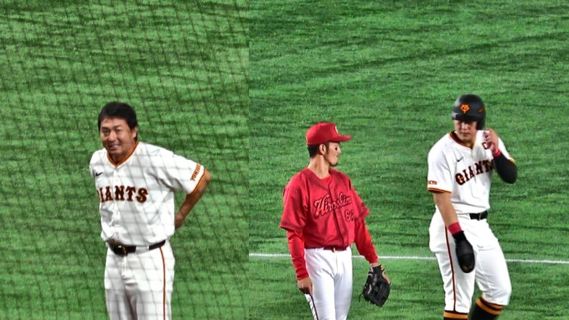 【2024年6月29日】長野久義選手1500本安打表彰　試合前、中　両選手ご挨拶