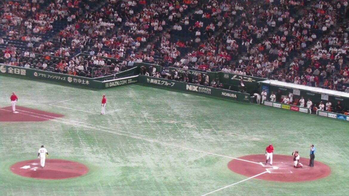 野間峻祥ファーストゴロに抑える高梨雄平 2024年6月28日 読売ジャイアンツ 対 広島東洋カープ