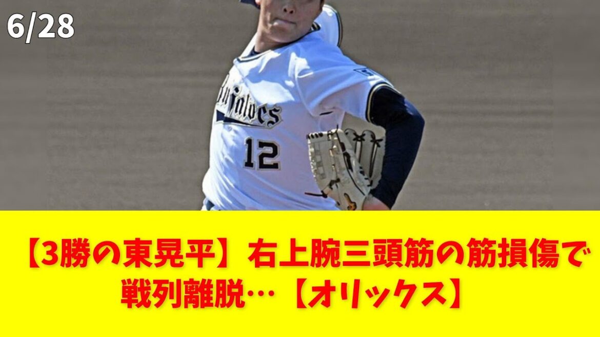 【3勝の東晃平】右上腕三頭筋の筋損傷で戦列離脱…【オリックス】 #東晃平 #オリックス #筋損傷 #戦列離脱 #リハビリ