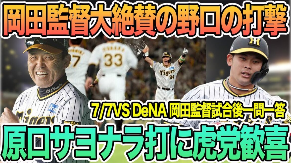 【初ヒット野口に岡田監督大絶賛】原口意地のサヨナラ打で連勝 7月7日VS横浜 岡田監督試合後一問一答 #阪神 #阪神タイガース #岡田監督 #岡田監督一問一答 #野口恭佑 #原口 【初ヒット野口に岡田監督大絶賛】原口意地のサヨナラ打で連勝 7月7日VS横浜 岡田監督試合後一問一答 #阪神 #阪神タイガース #岡田監督 #岡田監督一問一答 #野口恭佑 #原口