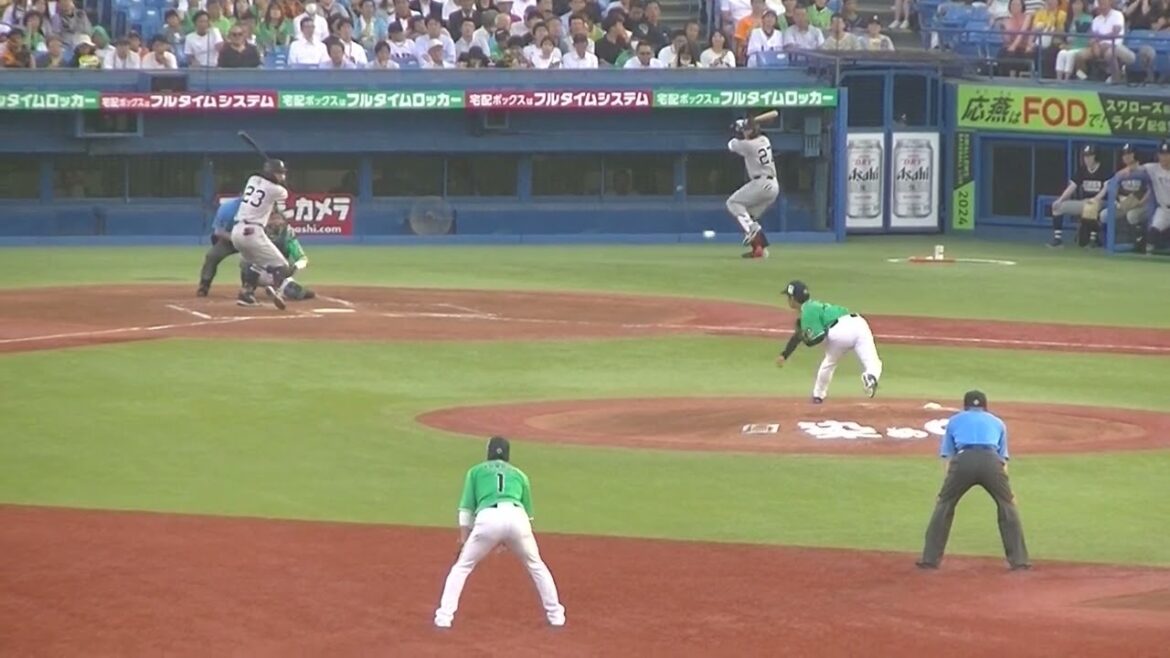 【巨人】立岡宗一郎 内野ゴロで得点〜ヘルナンデスがベンチでハイタッチ（2024年7月5日ヤクルトスワローズ対 読売ジャイアンツ）