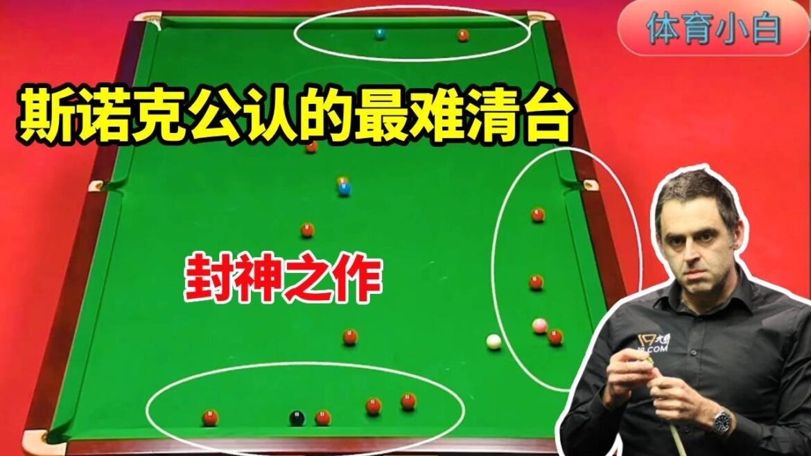 斯诺克公认的最难清台，11颗红球贴库+彩球全不在点位，奥沙利文封神清台之作【体育小白o】