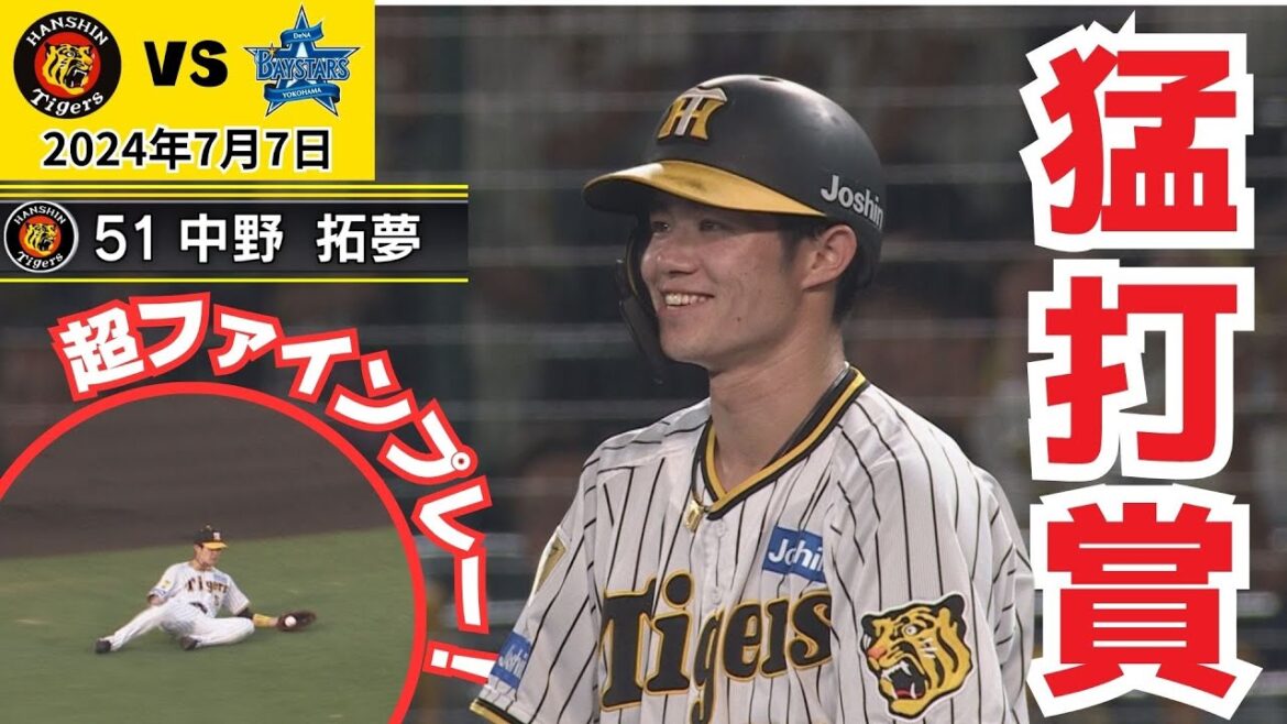 【中野特集！猛打賞＆超ファインプレー！】中野選手の活躍をたっぷりまとめました！（2024年7月7日 阪神6ー5DeNA） #サンテレビボックス席