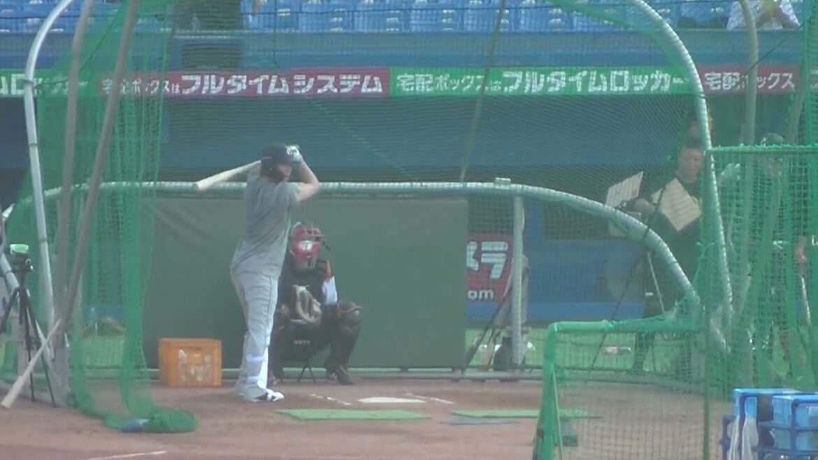 重信慎之介 バッティング練習（ヤクルトスワローズ対 読売ジャイアンツ 2024年7月5日）