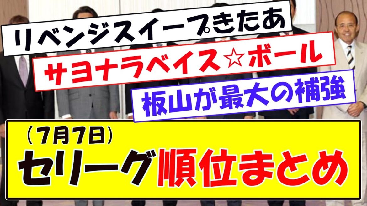 (７月７日)セリーグ順位まとめ