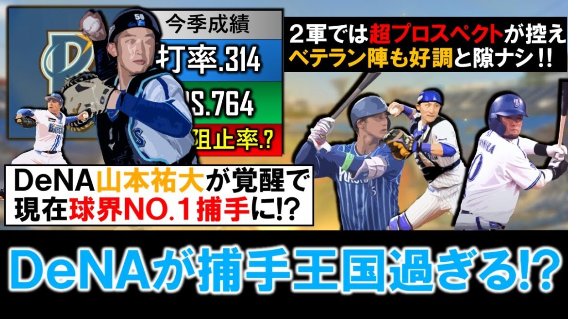 【捕手王国すぎる...！？】横浜DeNA『山本祐大』が打率.３１４＆ＯＰＳ.７６４と抜群の成績で現在今季球界ＮＯ.１捕手に浮上！さらに２軍では超プロスペクトの『松尾』が控えベテラン陣も好調と隙ナシ！