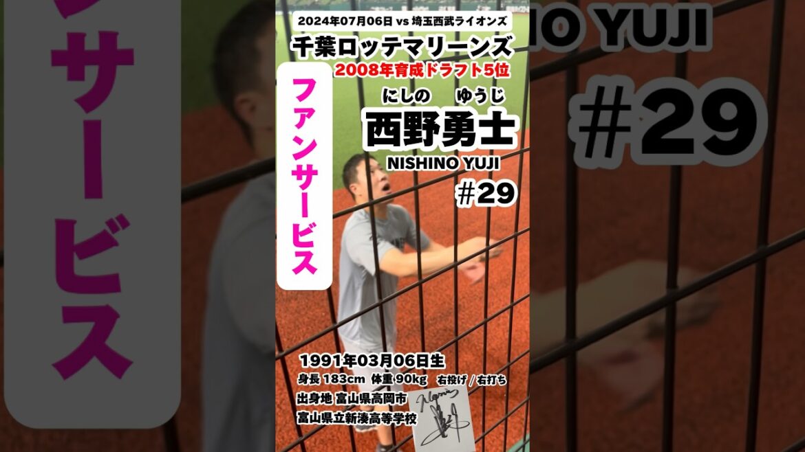 #03月06日生まれ #西野勇士 #千葉ロッテマリーンズ #サイン #ファンサービス #lotte #baseball #プロ野球 #shorts #名鑑