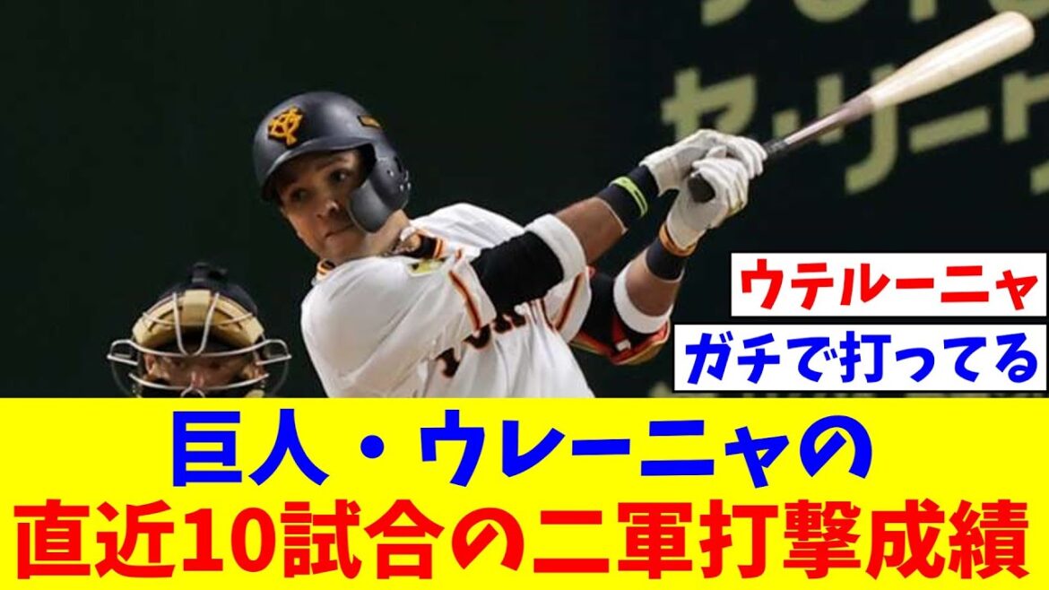 巨人・ウレーニャの直近10試合の二軍打撃成績【なんJ反応】【プロ野球反応集】【2chスレ】【5chスレ】