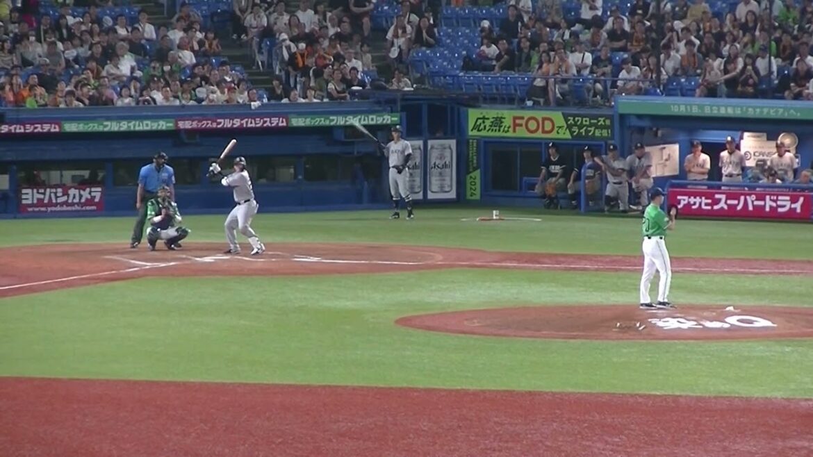 岸田行倫ショートゴロで無失点に抑える木澤尚文2024年7月6日 ヤクルトスワローズ対 読売ジャイアンツ