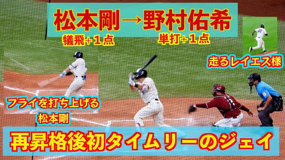 【20240715】松本剛に犠飛と野村佑希のタイムリーで２点返す！！