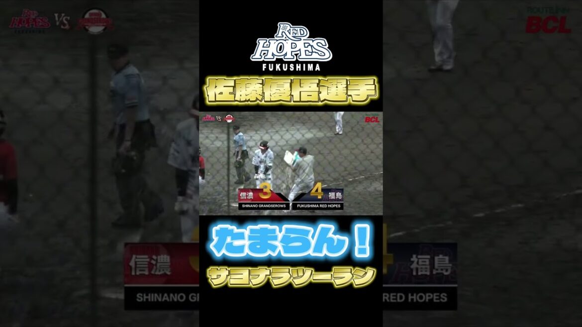 【サヨナラホームラン】佐藤優悟の会心の一撃。 #福島レッドホープス #独立リーグ #BCリーグ