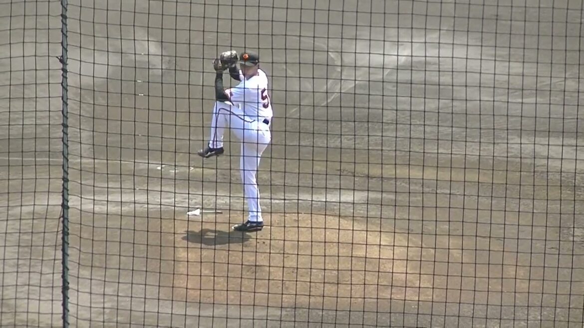 三軍戦 登板ジャイアンツ直江大輔の投球フォーム　2024年7月3日 読売ジャイアンツ3軍 対 SUBARU