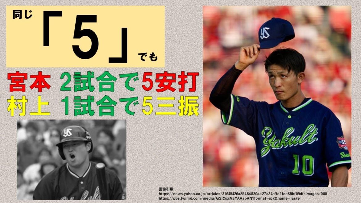 【同じ5でも】2試合で5安打の宮本　1試合で5三振の村上【明日はあめちゅう？】2024-GAME81・82