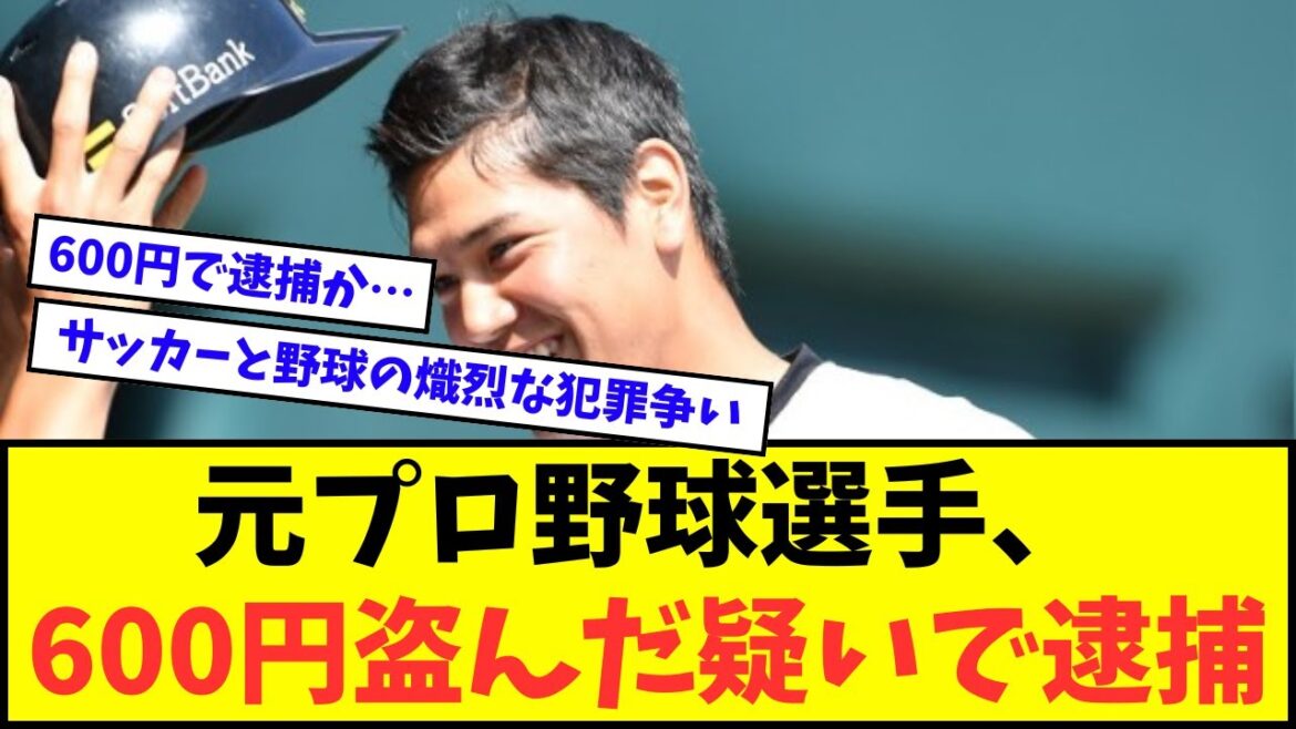 【悲報】元ソフトバンクホークス所属のプロ野球選手、600円盗んだ疑いで逮捕・・・【なんJ反応】【2chスレ】【5chスレ】【プロ野球反応集】